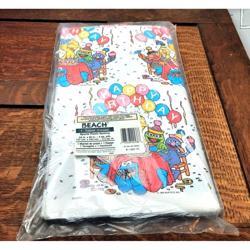 Vintage Sesame Street Happy Birthday Paper Tablecloth Cover by Beach Products Se